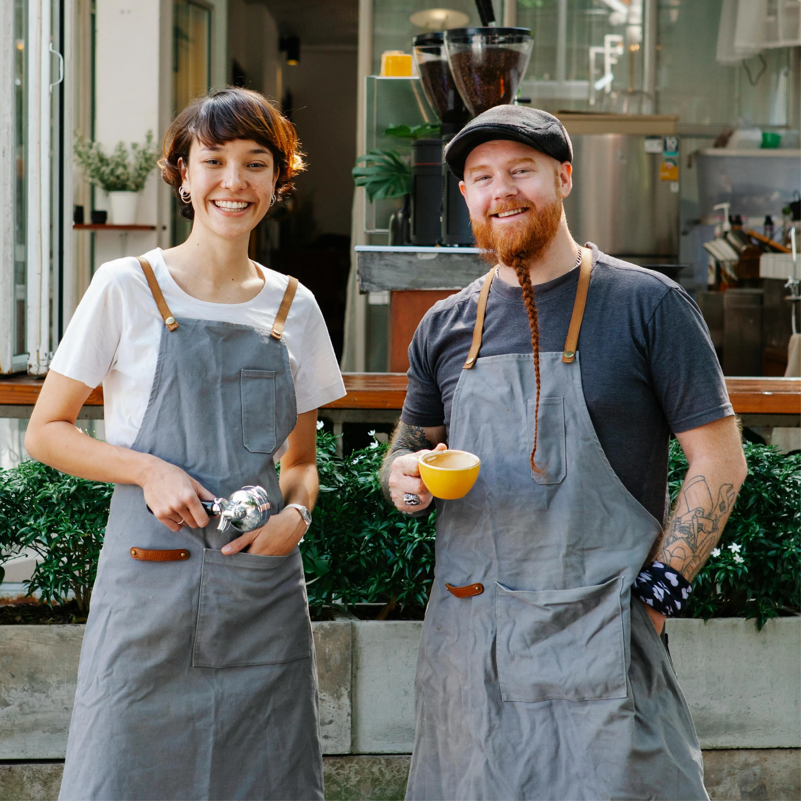 Happy baristas — small business owners