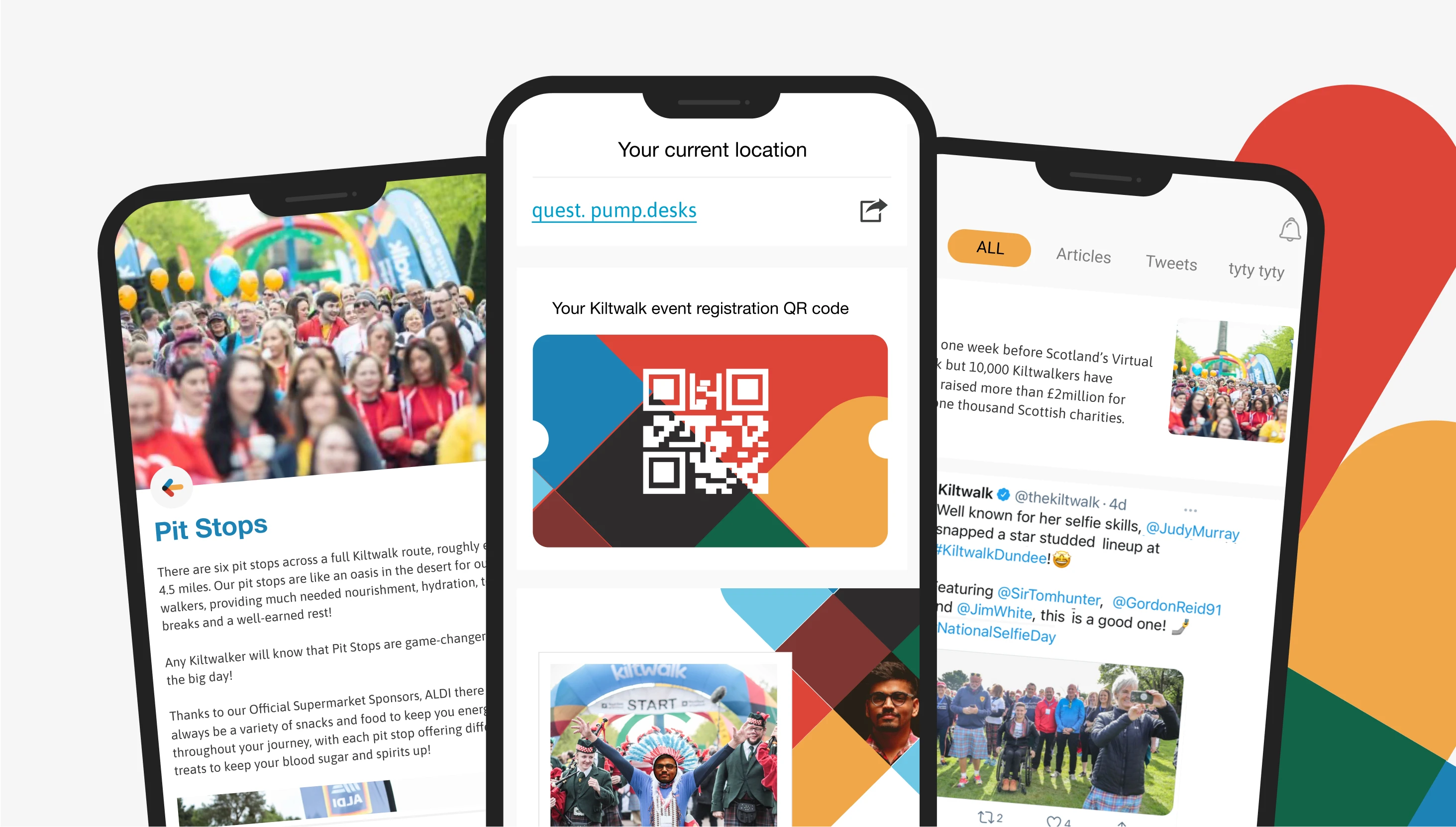 Kiltwalk App — mobile experience